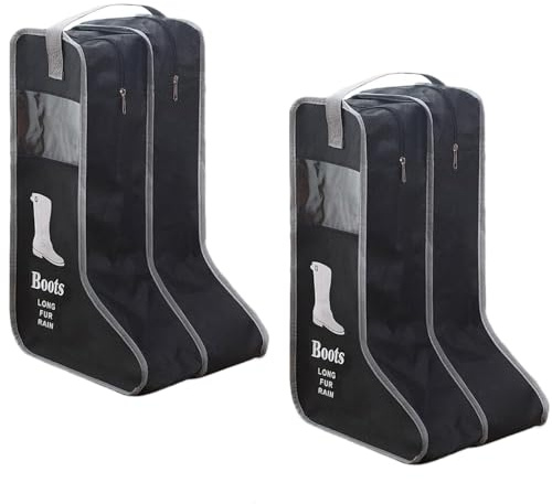 Portable Boots Storage Bag, Black, 2 Pack, Travel Shoe Bags, Storage and Travel, Large, Dust Proof, for Packing, Shoe Bags (Large)