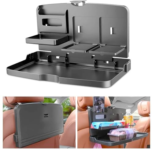 Soporte plegable para bandeja de alimentos para coche, escritorio portátil multifuncional para asiento trasero, organizador de aperitivos y bebidas de viaje fácil de instalar, accesorios de coche para