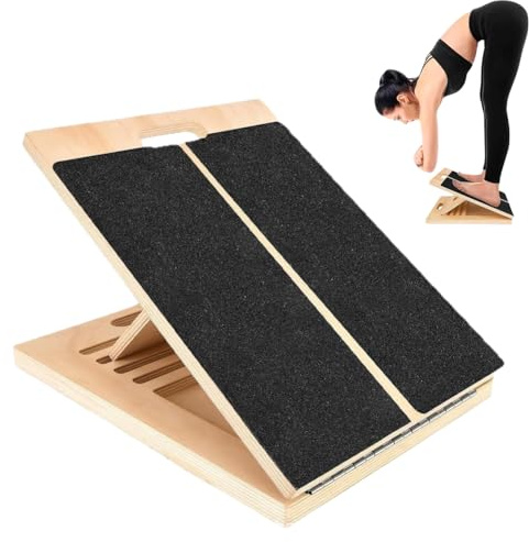 Gohytal Wooden Slant Board, 5 Positions Adjustable Incline Board and Calf Stretcher, Stretch Board, for Heel Elevated Squat, Deadlift, Yoga, Pilates, Physical Therapy, Balance Training