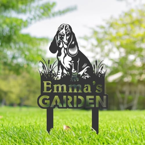 Custom Basset Hound Dog Garden Sign, Personalised Dog Grave Marker, Pet Memorial Plaque, Basset Hound Gifts, Garden Decor, Pet Headstone, Pet Memorial Gift, Engraved Name Plaque