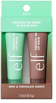 e.l.f. Squeeze Me More Lip Balm Duo, Feuchtigkeitsspendender Balm für einen Hauch von Farbe, Mit Hyaluronsäure, Vegan und tierversuchsfrei, MINT/CHOCOLATE