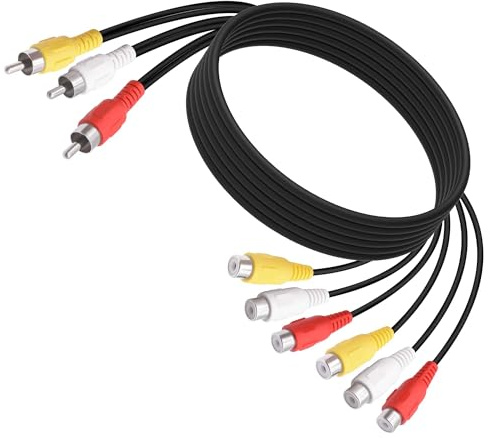 YARCHONN RCA AV Splitter 3 RCA Male to 6 RCA Female Audio Video Cable | AV Composite Extension Splitter Adapter Cord, for VCD/DVD Player TV Camera Set-top Box Amplifier, -1.5M /4.92FT