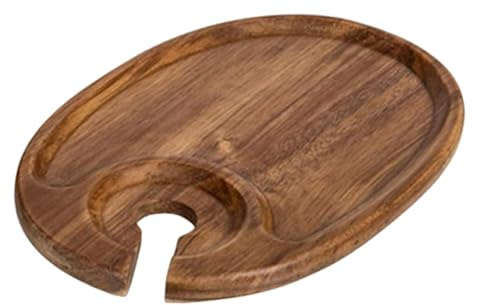 FLCPJGV Assiette de Service pour Apéritifs, Plateau de Service pour Collations, Cadeau Pratique et Portable en Bois avec Porte-gobelet pour Fêtes, Traiteur, V, Ovale