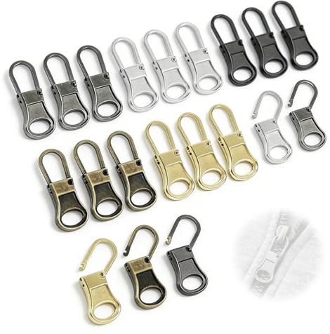 20 Stück Reißverschluss Zipper Set – 5 Farben Universal Zipper für Reißverschluss Reparatur, Metall Ersatz Anhänger, reisverschluss-zipper für Kleidung, Koffer, Rucksäcke, Geldbörse & Handtaschen