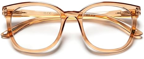 QXEYEGLAS Übergroße Ovale Retro Lesebrille für Damen - Großer Rahmen Vintage Computerlesebrille mit Blaulichtfilter, Gross Lesehilfe Gegen Augenermüdung