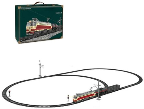 Quibuilds Legierungs-Zugset - Elektrischer Metall Weihnachtszug SS7C mit Licht & Sound – Großes Gleissystem, Güterwagen – Eisenbahnmodell für Weihnachtsdeko, Wohnzimmer & Sammler klassischer Züge