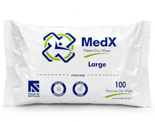 Healthcare Premium Dry Wipes Large 32 x 28 cm | Soft, Strong & Highly Absorbent | Multi-Purpose Disposable Dry Wipes | Made in Britain | 1 Pack of 100 Wipes |