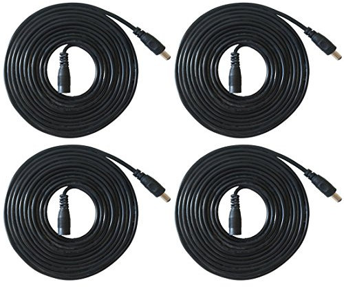 Liwinting 4 Pezzi 3 metri Cavo di Prolunga DC Maschio a Femmina Cavo di Alimentazione del Connettore 12V 2,1 mm x 5,5 mm per Adattatore di Potenza, LED, Fotocamera CCTV Potenza, Monitor e più - Nero