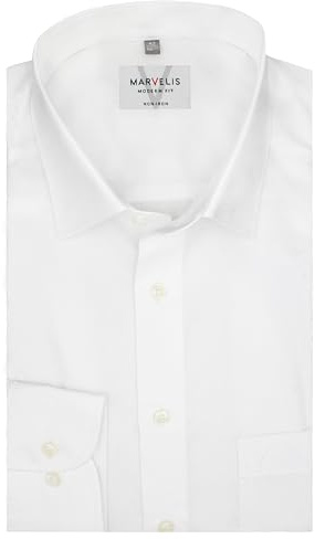 Marvelis Hemd Modern Fit | Extra Langer Arm 69cm | New Kent Kragen | Bügelfrei, Knitterfrei | Reine Baumwolle
