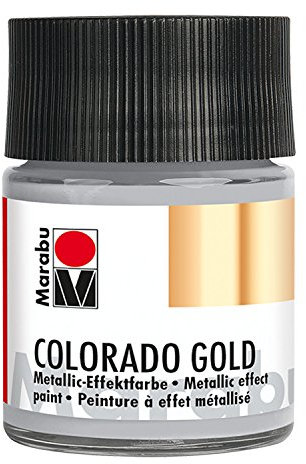 Marabu 12640005796 - Metallic Effektfarbe, Colorado Gold platin 50 ml, auf Wasserbasis, lichtecht, wetterfest, schnell trocknend, zum Pinseln und Tupfen auf saugenden Untergründen