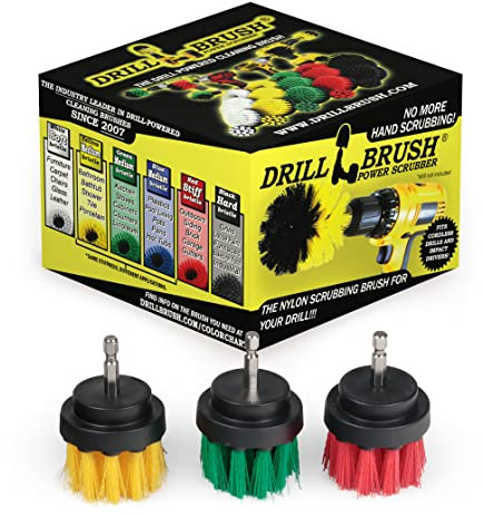 Drill Brush - Grout Cleaner - 2-inch Diameter Multi-purpose Spin Brush Kit - Kitchen Accessories - Scrub Brush - Cast Iron Skillet - Scrubber - Bird Bath - Shower Cleaner - Bath Mat - Calcium - Rust