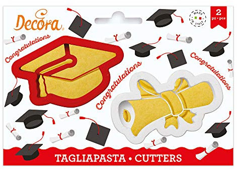 Kit 2 TAGLIAPASTA per Laurea a Forma di Tocco e Pergamena Diploma Laureato laureata - formine stampi Taglia Biscotti per Creare Dolci e decori Torte - Ideale per Decorazioni in Pasta di Zucchero