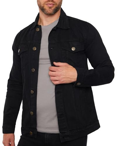 Denim Jacket Mens – Regular Fit & Lightweight Trucker Style - Black Denim Jacket Mens Casual Outerwear with Vintage Distressed Look – Perfect for Streetwear, Concerts, Travel & Everyday Wear