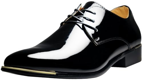 zpllsbratos Herren Lederschuhe Lackschuhe Derby Schnürhalbschuhe Oxford | Hochzeit Schuhe Schwarz Rot Weiß 38-48