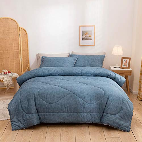 Natürliche hypoallergene Steppdecke, leichte Sommerdecke, weiche Haptik, 3 Tog, Seide und Baumwolle, Bettbezug mit passendem Kissenbezug