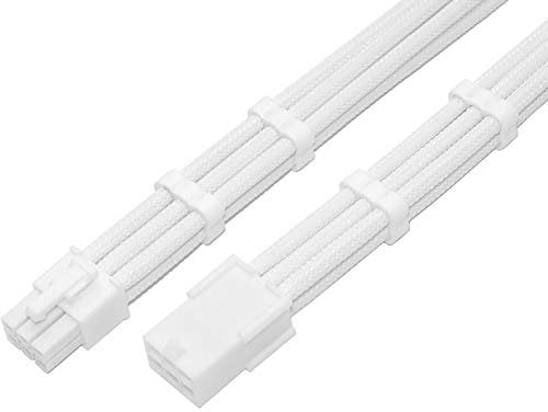 Shakmods 6 Pin PCIE GPU Graphics Card Sleeved Extension Cable 30cm + 2 Cable Combs (Full White)