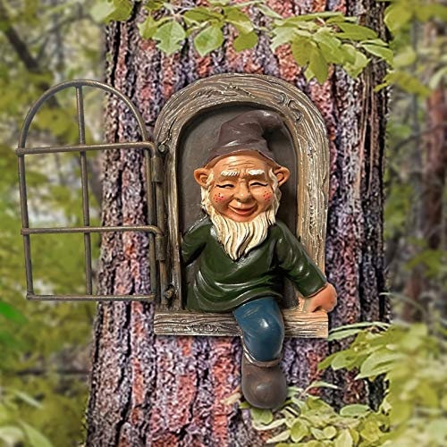 CNZXCO 2pcs Gartenzwerge wetterfest Garten GNOME Statue, GNOME Baum Fensterharz Garten Figuren, Baum Huggers Garden Decor Wunderliche Baum Skulptur Garten Dekoration