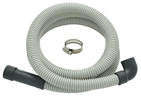 TT FLEX Universal-Ablaufschlauch für Geschirrspüler mit Winkel – 1,8 m Entladungsschlauch – gewellter und flexibler Geschirrspülerschlauch mit Klemme