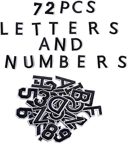 Harsgs Aufnäher zum Aufbügeln mit Buchstaben A–Z, Zahlen 0–9, Applikation für Kleidung, Kleid, Hut, Jeans, DIY-Zubehör, Schwarz, 72 Stück
