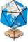 EWA Eco-Wood-Art - 3D-Holzpuzzle für Jugendliche und Erwachsene - Icosahedraler Globus (Blau) - DIY-Bausatz, Selbstmontage, kein Kleber erforderlich - 97 Stück