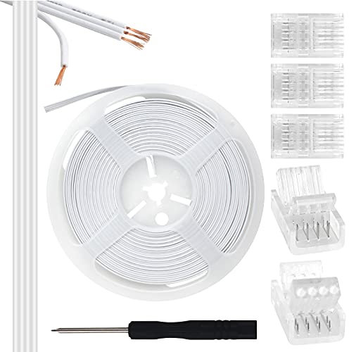 Aroidful 32.8ft 4 Pin RGB Extension Cable and 5Pcs 4Pin LED Connectors, LED Lights Extension for 10mm Wide Waterproof or Bare Board 2835-5050 RGB Strip Lights