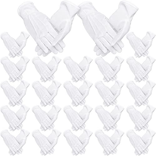 24 Paar weiße Paradehandschuhe rutschfeste Greifer Punkt Handschuhe dünne Baumwollhandschuhe für Männer Frauen Münze Inspektion Handschuhe Formale Marsching Uniform Handschuhe mit Elastische