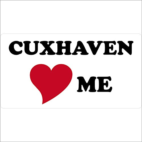 Indigos UG Aufkleber Cuxhaven Love me 15x8 - Stadt - weiß - Autoaufkleber - Laptop - Freizeit - Sport- Fussball - mit Herz - Herz Aufkleber