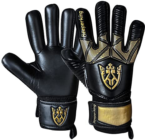 Keeperking Torwarthandschuhe Kinder Jugend Erwachsene Fußballhandschuhe ohne fingersave 4mm Vorhand (10, B-Gold)