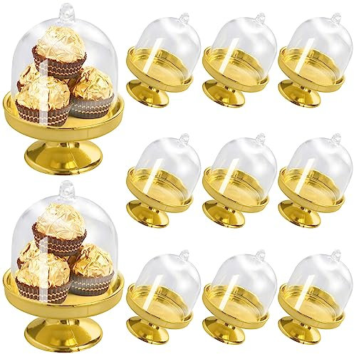 12 StüCk Mini Kuchenglocke,Kuchenplatte Mit Haube KäSeglocke Kuchen Glasglocke,TortenstäNder ,FüR Hochzeit Tischdeko Geburtstag Babyparty Deko,FüR Schokolade, KäSe, Kokosmakronen, Rumkugeln
