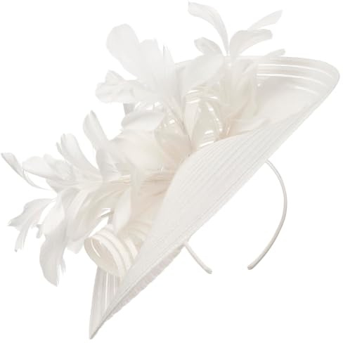McBURN Dalenia Large Plate Fascinator Haarschmuck Kopfschmuck Damen - Made in Italy Sommer Frühling-Sommer - One Size cremeweiß