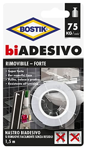 Bostik BiAdesivo Rimovibile nastro di montaggio forte regge fino a 75 kg