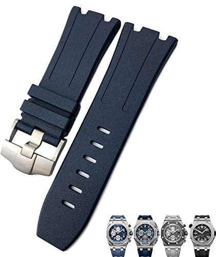 CEKGDB Weiche FKM Fluoro Gummi Uhrenarmband 28mm Für AP Strap Audemars Piguet ROYAL OAK OFFSHORE Tauchen Wasserdicht Sport Uhr Band, 28x24mm, Achat