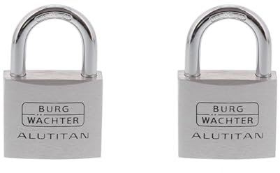Burg-Wächter Vorhangschloss, Vorhängeschloss mit Schlüssel, Duo Set, 6,5 mm Bügelstärke, massives Aluminiumschloss, Innenwerk rostfrei, Gehärtet, Alutitan Duo 770 40 SB (Packung mit 2)
