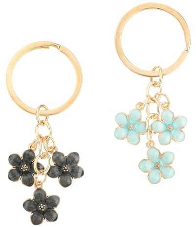 Ouligay 2 Stück Blume Schlüsselanhänger für Mädchen Damen, Süß Bag Charms Aesthetic Taschenanhänger für Frauen Geburtstagsgeschenk Kleine Geschenke Beste Freundin Geburtstag Lehrer Kollegen Erzieherin