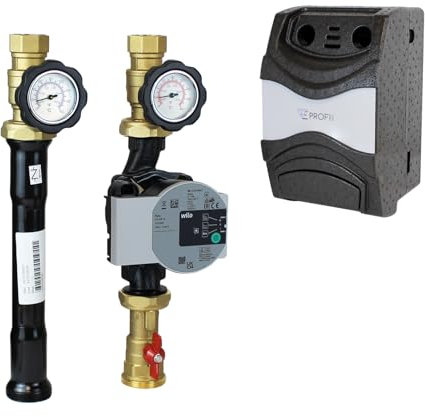 ENVIRON - DN25 Heizkreis Pumpengruppe direkt/ungemischt mit Wilo Para 25/6 Hocheffizienzpumpe ohne Mischer mit Kugelhahn Heizkreisset Pumpenbaugruppe Fußbodenheizung Fussbodenheizung Heizung