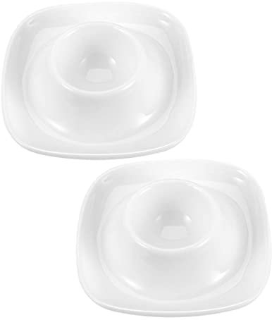 Zerodeko 2 Pièces Coquetier Œufs Durs Muraux en Feuilles Mini Tasses Accessoires D'aquarium Oeufs Bouillis Tasse De Serveur D'oeufs Blanche Crête Céramique Porcelaine