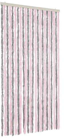 vidaXL Rideau Anti-Mouches Gris argenté et Rose 100x230 cm Chenille