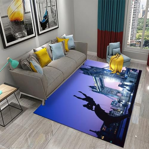 Teppich Wohnzimmer Moderne 3D London, England, Nachtansicht, Weiche Flauschig Antirutschunterlage Kurzflor Fläche Teppiche Für Kinderzimmer Schlafzimmer Outdoor Küche 80 X 120 cm / 31,5 X 47-0B5W-H5