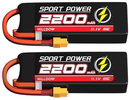 3S Lipo Battery 11.1V 65C 2200mAh RC Battery with XT60 Plug for RC Models Airplane Helicopter UAV Remote Control Quadcopter Drone FPV(2 Packs)