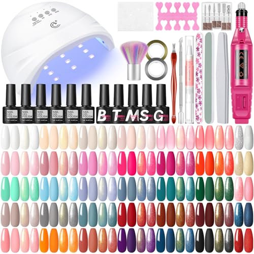 COSCELIA Kit Unghie Gel Completo con Lampada per Unghie 40pz Smalti Semipermanenti e Top Base Coat Glitter Top Coat e gli Strumenti Decorazioni Fresa Kit Semipermanente Unghie per Manicure