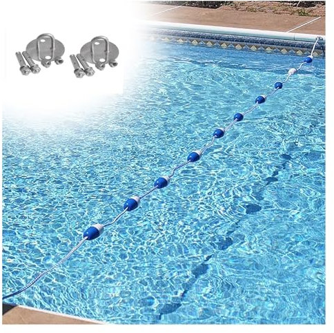 Pool-Trennwand für flaches und tiefes Ende, Schwimmbahn, extra lang, 5, 10, 15, 20, 25 m, Schwimmschnur mit Haken und Wandanker-Kits