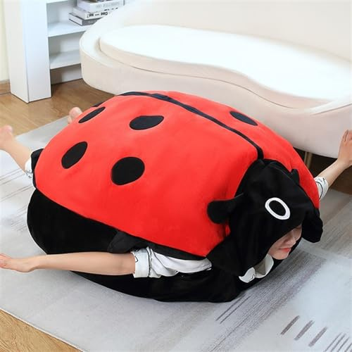 TOPLITHE Tragbares Marienkäfer Kissen, Niedliches Marienkäfer Kuscheltier Kostüm Plüsch Geschenke for Kinder Erwachsene Schlafzimmer Wohnzimmer(60CM/23IN)