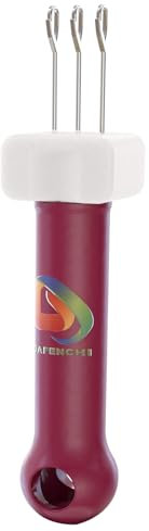 3-in-1 Latch Hook Cord Knitting Tool - Crochet & Binding-Off Edging, Wine Red