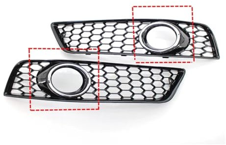 2X Rejilla De La Cubierta De La Rejilla Delantera Del Coche Compatible for Audi A3 8P 2009-2013 Kit De Luz Antiniebla De Malla De Panal Brillante/Cromo 8P0807682D Accesorios Del Coche(Chrome Silver)