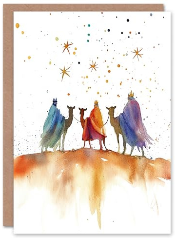 Artery8 The Three Kings Wise Men Bethlehem Star Blank For Him Or Her Art Xmas Festive Christmas Card