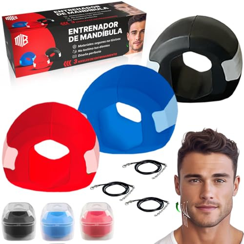 ManiBoom Jawline Trainer 3 Stufen (15-25kg) - Kiefer Trainer für Gesicht und Hals - Kieferretter Silikon mit Boxen