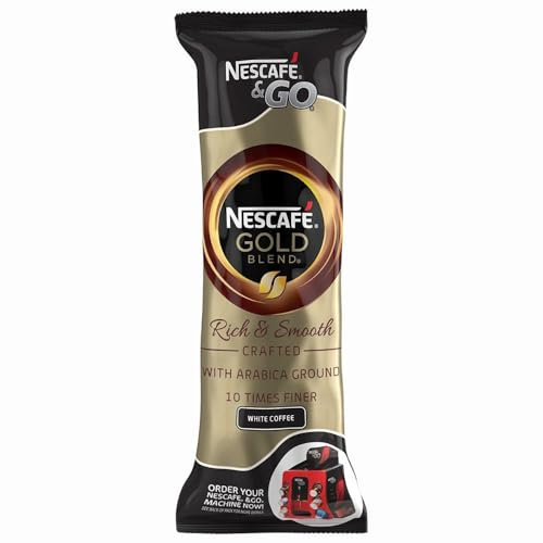 Nescafe & Go Gold Blend White Coffee Cups (8 pack) x 1, Instant Skim Milk, On-the-Go Hot Drink for Travel Office with Welari Thank You Card | (1pack)