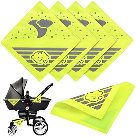 Tongdejing 5Stück Reflektoren für Kinderwagen, Hochreflektierende Sicherheitsreflektoren für Kinderwagen Reflektoren Aufkleber für Nachtwanderung, für Rucksack, Fahrrad(gelb)