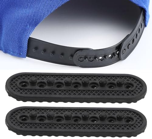 PerGar 2 Stück Hutverlängerung, Schwarzer Snapback-Gurt mit 7 Löchern, Hutgrößen-Verlängerungszubehör, Löcher Verstellbare Kappenverlängerung in Halber Größe, Snapback-Gurt-Ersatz für