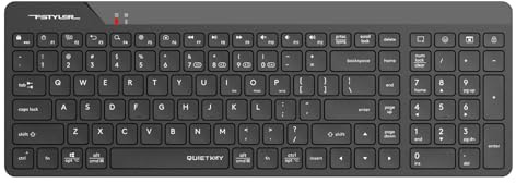 A4tech FBK23 AS Bluetooth+2.4Ghz Wireless Q Turkish FN-Multimedia Silent Ultra Slim Black Keyboard with Emoji Keys and Sleep Stop Mode